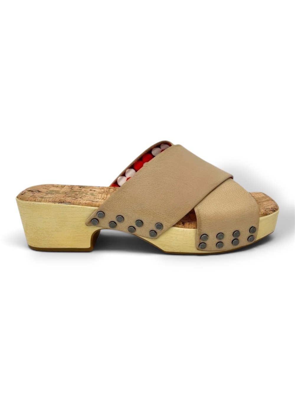 KORKS Draya Platform Crisscross Sandal in Tan Faux Leather NEW